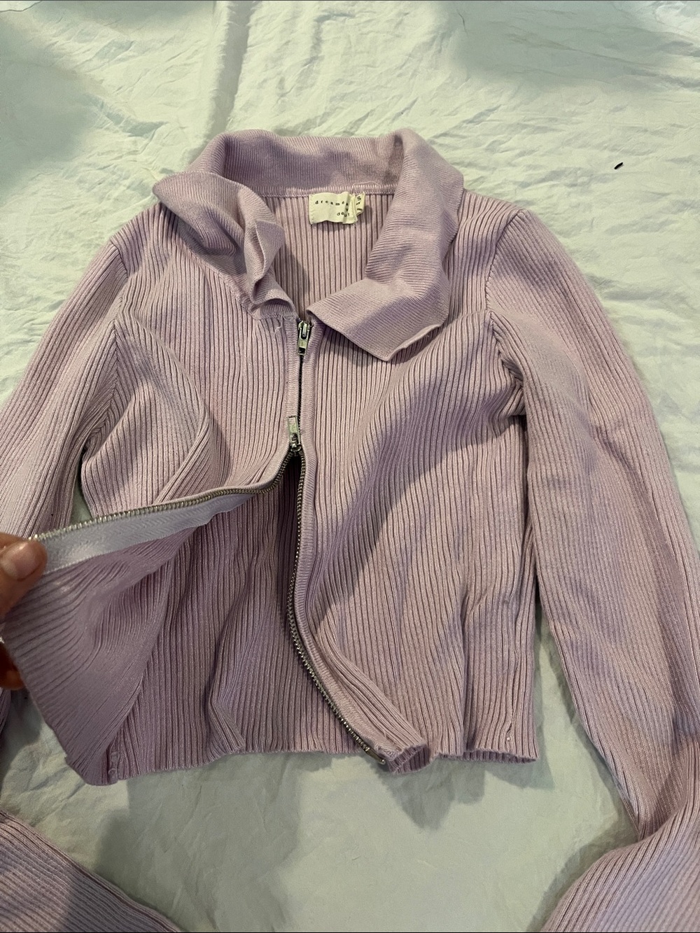 Tilly's Lilac Ribbed Zip-Front Jacket - Picture 4 of 4